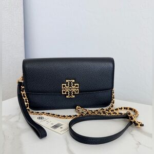 Tory Burch Britten Small Chain Wallet Wristlet Crossbody Black